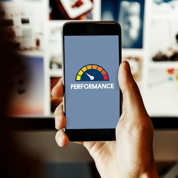 A close-up shot of a smartphone displaying a speed test result, showing incredibly high download and upload speeds. The interface is clean and modern, with the carrier logo prominently displayed.