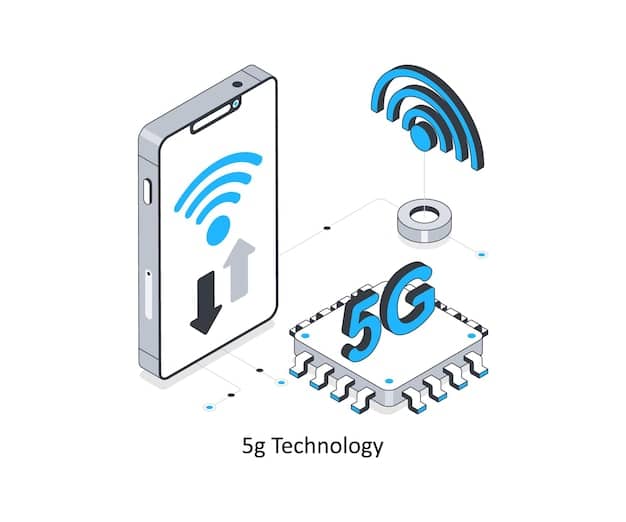 A diagram illustrating the internal components of a smartphone, with a focus on the 5G modem and antenna design. The diagram is clean and informative, highlighting the key elements for optimal 5G performance.