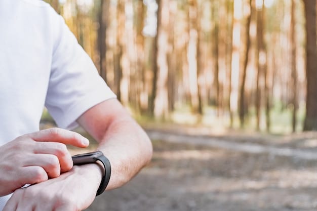 A hand wearing a Samsung Galaxy Watch during a cycling workout, showing real-time heart rate data. The background displays a blurred cycling path with trees.