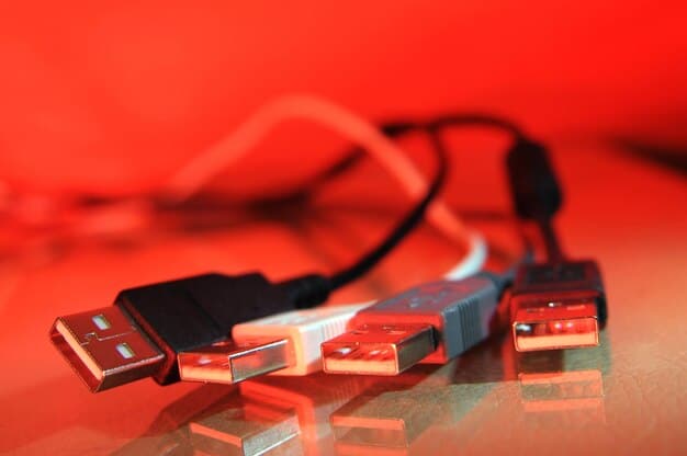 A close-up shot of different types of ports on a USB-C hub, including USB-A, HDMI, SD card reader, and Ethernet. The focus is on the variety and functionality of these ports in expanding connectivity.