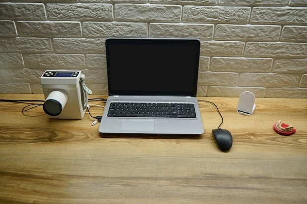 A desk setup showing a laptop connected to a USB-C hub, with an external monitor displaying a presentation slide. The scene highlights the hub's role in facilitating seamless presentations.