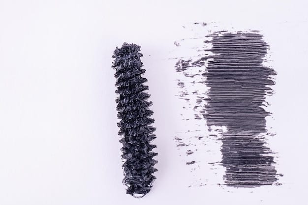 A split image showing a fresh, unopened mascara tube on one side and a clumpy, expired mascara wand on the other. The stark contrast highlights the difference in quality and hygiene.