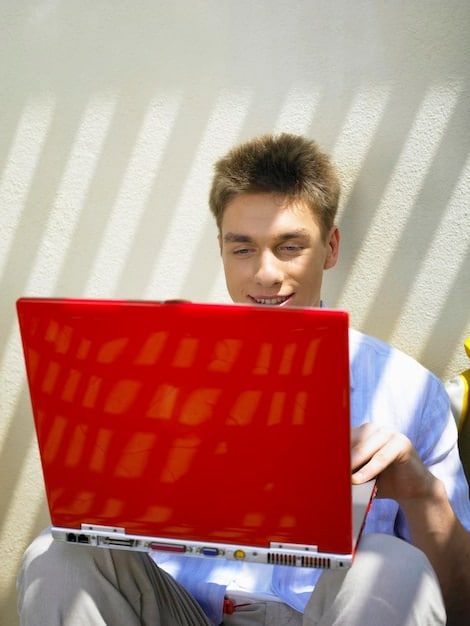 A close-up shot of a person happily browsing a website on a laptop, showcasing various discounted beauty products. The webpage should be clean and easy to navigate, emphasizing the ease of online shopping and finding great deals. The environment should be cozy and inviting, suggesting a relaxed shopping experience.