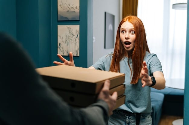 A split-screen showcasing two scenarios - on one side, an excited customer receiving a package with a 