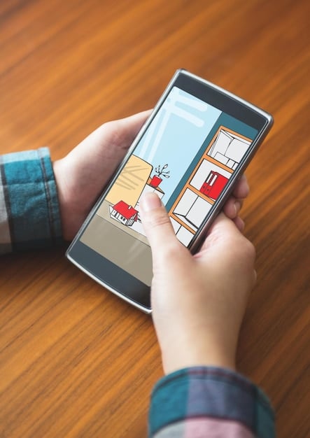 A close-up of a hand holding a smartphone, showing the Shopee app interface with various home improvement items on sale, highlighting the 30% discount.