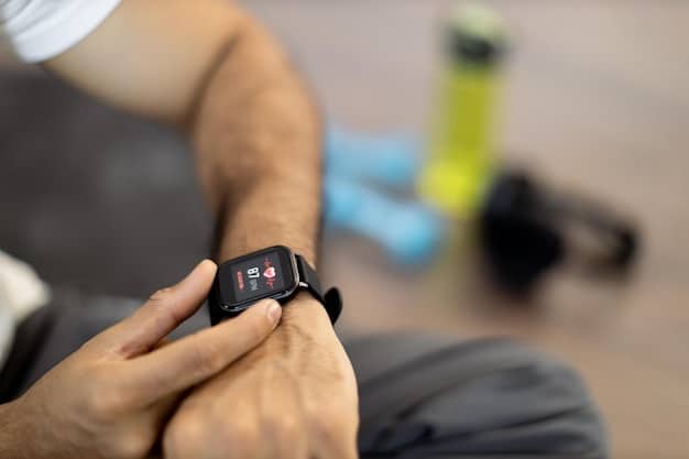 A close-up of a smartwatch displaying a detailed health tracking dashboard with heart rate, SpO2, and activity rings, indicating comprehensive wellness monitoring.