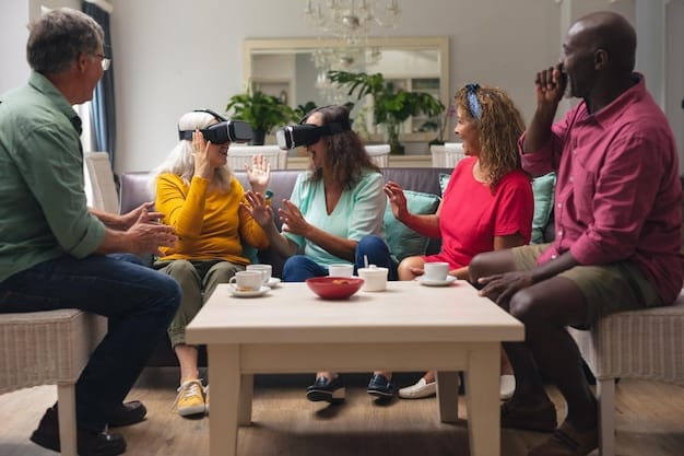 A diverse group of people, young and old, gathered around a table with various beginner drones, discussing features, embodying accessibility and community in drone piloting.