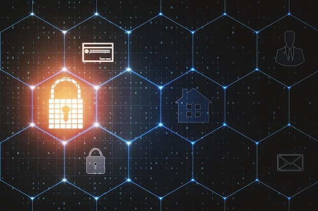 A digital padlock icon overlaid on a smart home interface, symbolizing strong security and data protection.