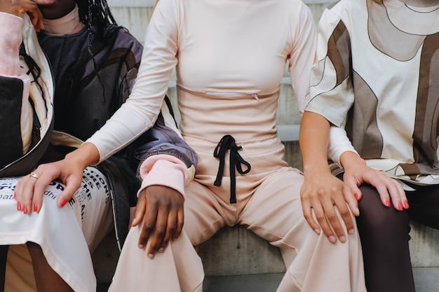 A diverse group of stylish young women trying on clothes from the Shein EvoluSHEIN collection in a bright, minimalist fitting room, illustrating accessibility and modern fashion.