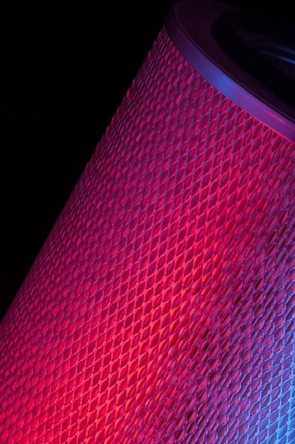 A close-up of a high-tech fabric with subtle integrated LED lights, showcasing a futuristic design with a seamless blend of textile and technology, vibrant but not overtly flashy.