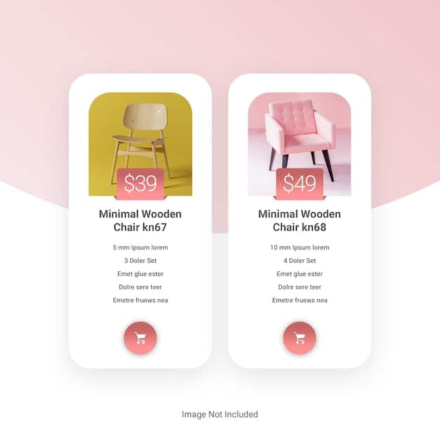 A split-screen comparison of two shopping app interfaces. On one side, the app has a cluttered and confusing design. On the other side, the app has a clean, modern design with easy-to-navigate categories and clear search filters.