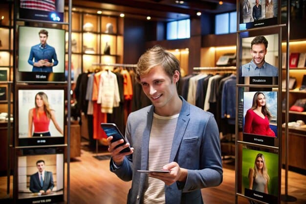 A split-screen image showing online and in-store shopping. On the left, a person is shown browsing sales listings on a laptop. On the right, a person is shopping in a department store clearance section. Both images convey the idea of finding bargains and deals. Shopping for Gifts: How to Find the Perfect Present Without Breaking the Bank.