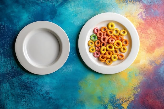 A split image showcasing two contrasting breakfasts. On one side, a plate of sugary cereal with a glass of juice. On the other side, a bowl of oatmeal with berries and nuts. The image emphasizes the difference in nutritional value and sugar content between the two options, highlighting the importance of making informed choices related to 'The Truth About Sugar: How to Cut Back and Improve Your Health in 2025.'