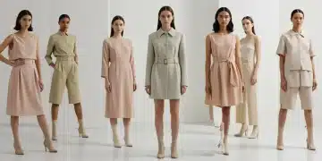 Women showcasing 2025 fashion trends in elegant, futuristic styles and diverse color palettes.