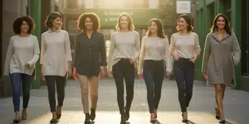 American women showcasing stylish, ethically sourced fashion in an urban environment, highlighting sustainability.