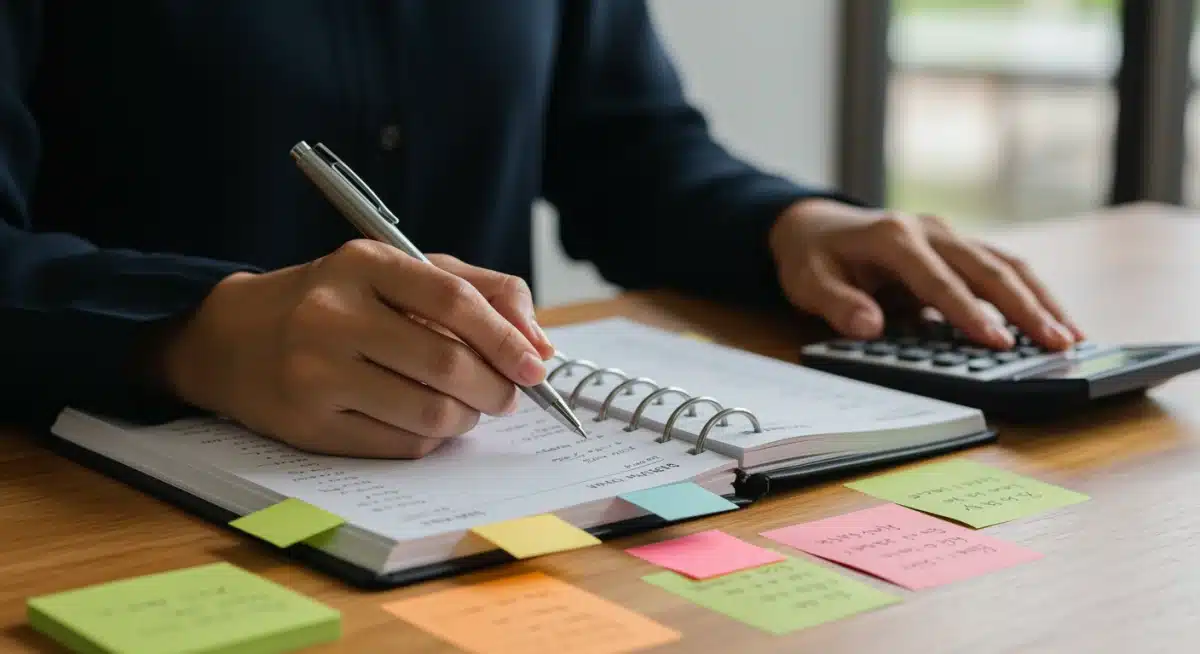 Woman actively budgeting and tracking expenses for retirement