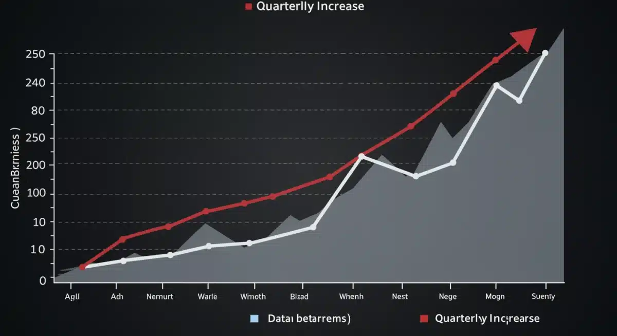 Graph illustrating a 25% quarterly increase in corporate data breaches.