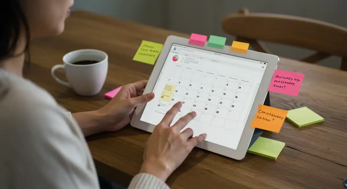 Woman utilizing digital tools for effective time management and planning
