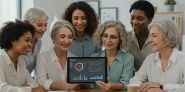 Empowered women analyzing financial data for retirement planning