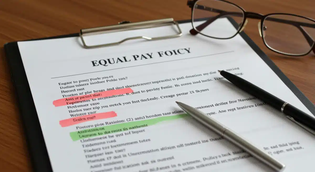 Policy document highlighting equal pay and anti-discrimination clauses.