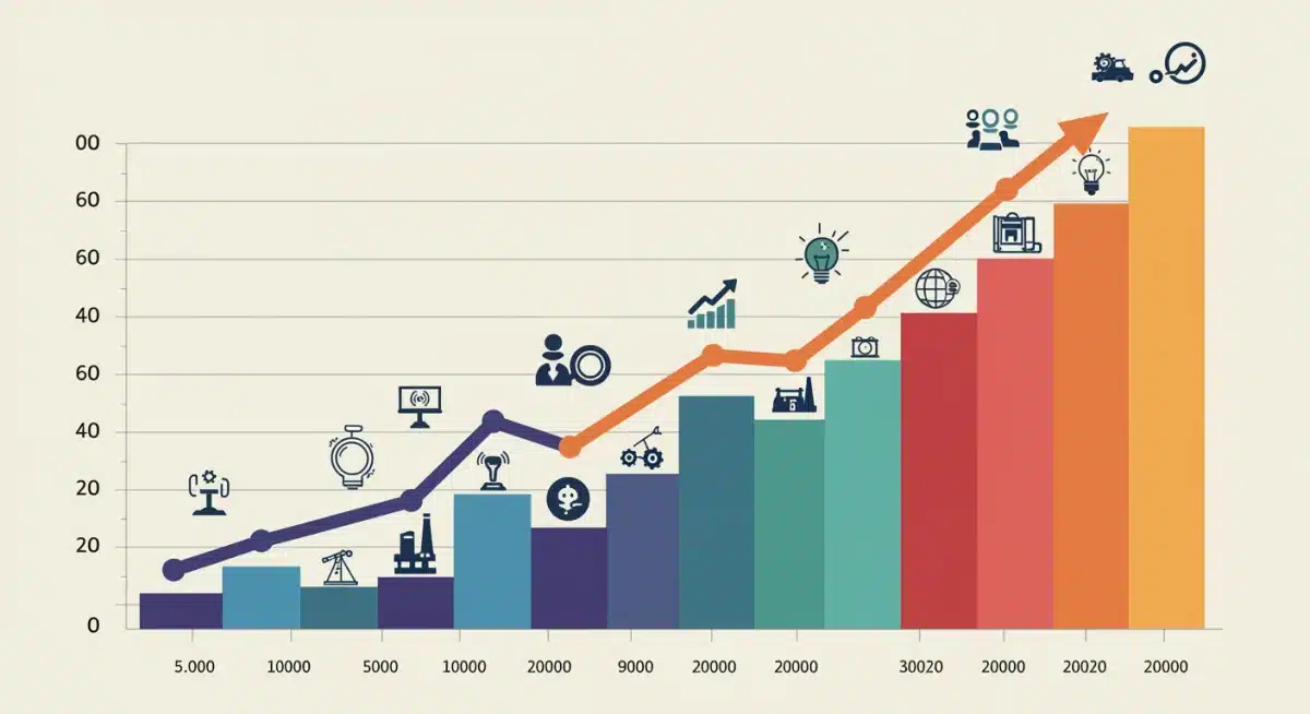 Infographic showing upward trend of female leadership representation towards 2026.