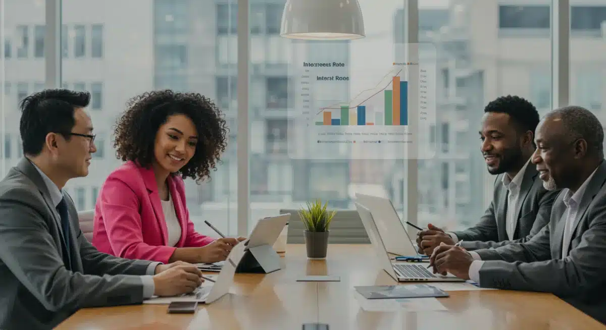 Group discussing financial strategies, symbolizing collective borrower impact.