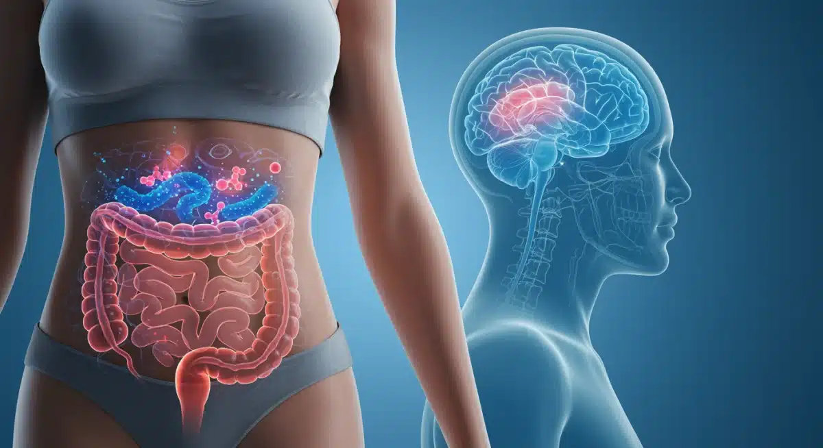 Visual representation of the gut microbiome influencing brain function in women