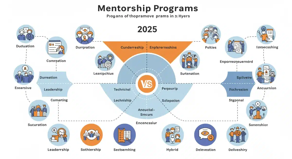 Infographic comparing key features of various mentorship programs in 2025