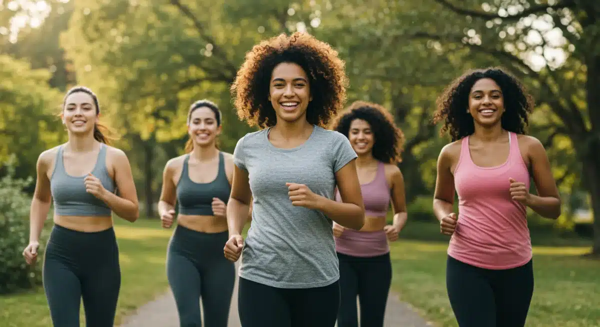 Diverse women enjoying a morning walk outdoors for better sleep regulation.