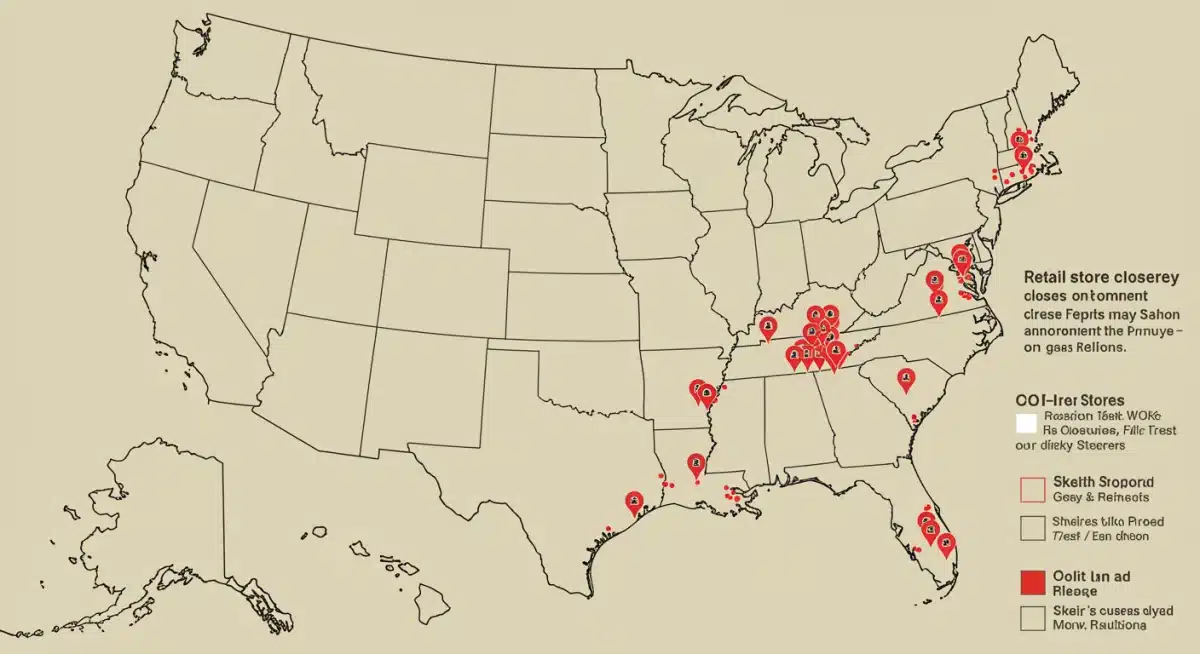 Map showing 50 nationwide store closures across the USA