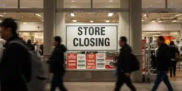 Store closing sign in a major retailer's window