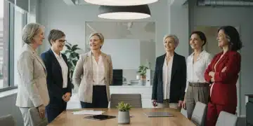 Highly successful professional women over 40 collaborating in a modern office environment.