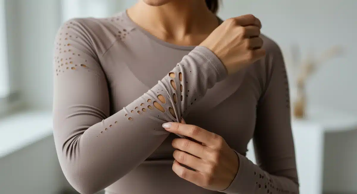 Seamless athleisure top with laser-cut details and recycled fabric