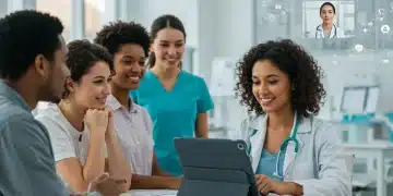 Woman consulting doctor via telemedicine on tablet