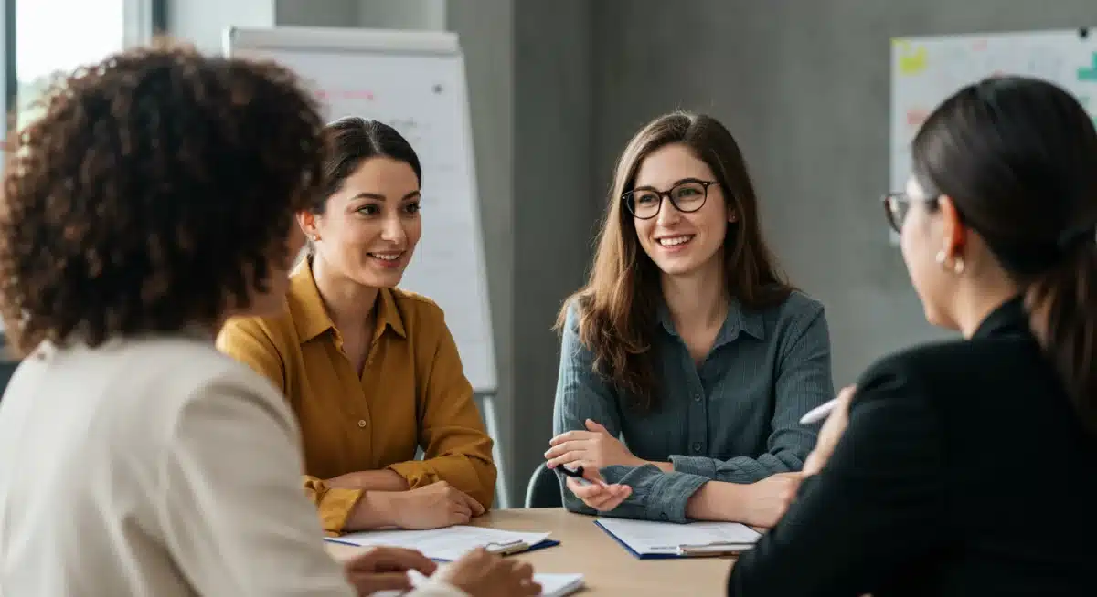 Professional women discussing career growth and negotiation strategies
