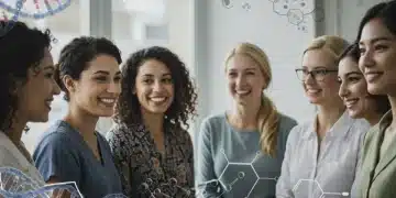 Diverse women discussing reproductive health advancements