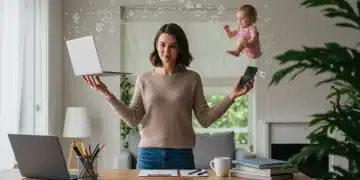 Modern woman achieving work-life integration with calm confidence in 2025