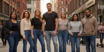 Diverse individuals showcasing various 2026 denim fits for different body types and styles.