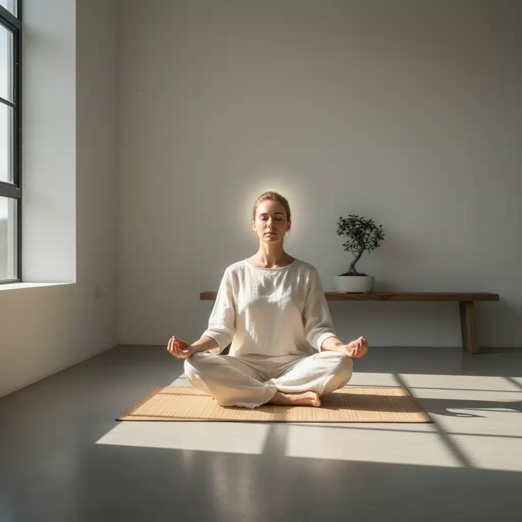 Person meditating peacefully, illustrating a mindful morning practice.