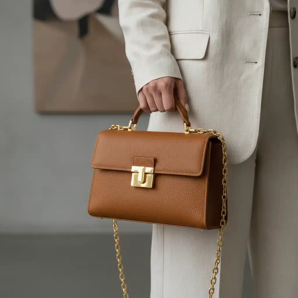 Close-up of a classic structured leather handbag, a key fashion investment