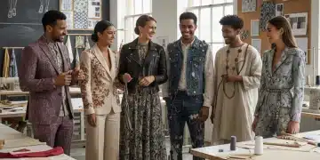 Models wearing custom-made fashion in a design studio, highlighting personalization