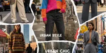 Diverse group displaying current fashion trends in an urban setting