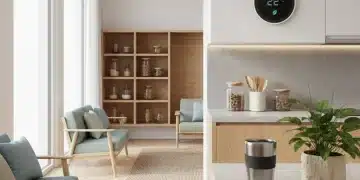 Eco-friendly home interior with sustainable products and natural light