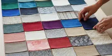 Variety of fabric swatches for wardrobe planning