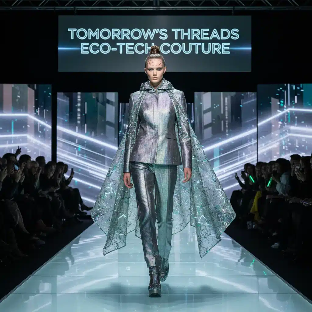 Futuristic, sustainable, gender-neutral fashion on a runway