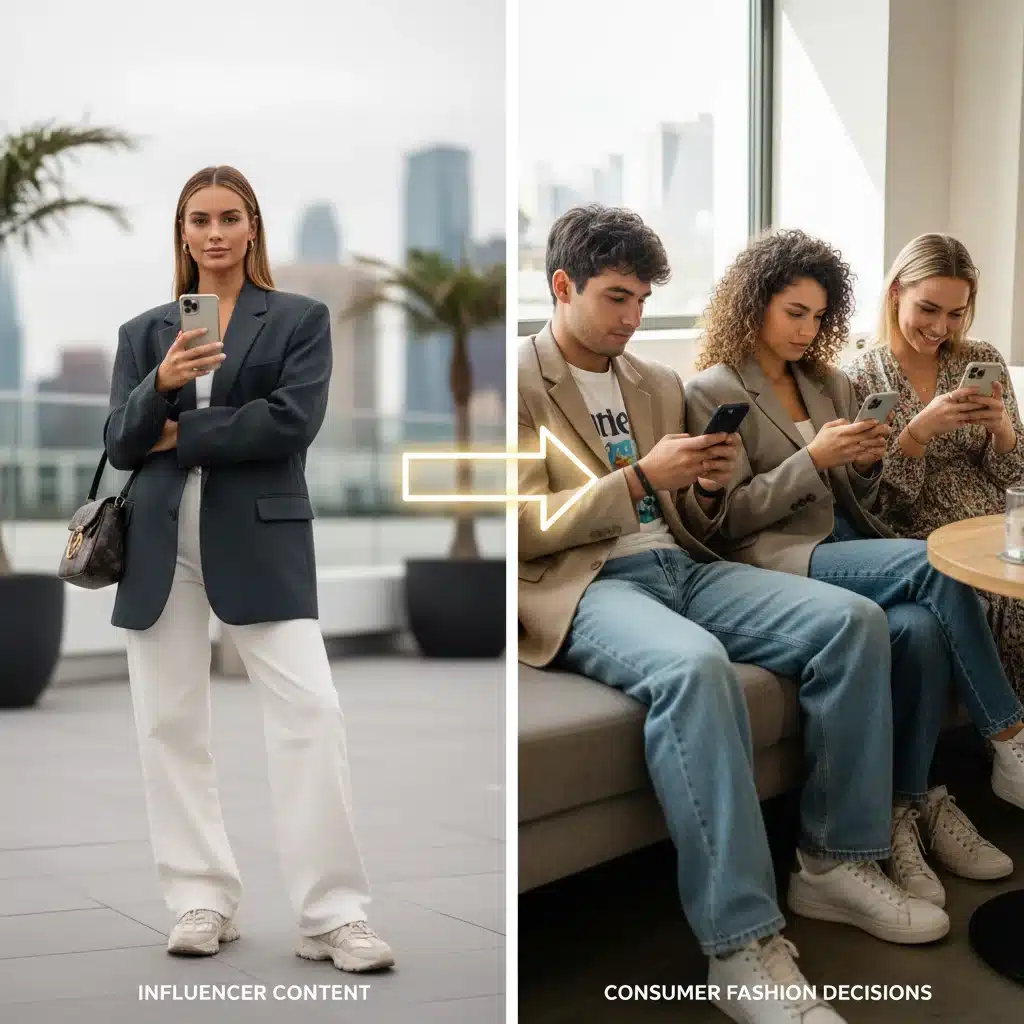 Fashion influencer inspiring consumer style decisions
