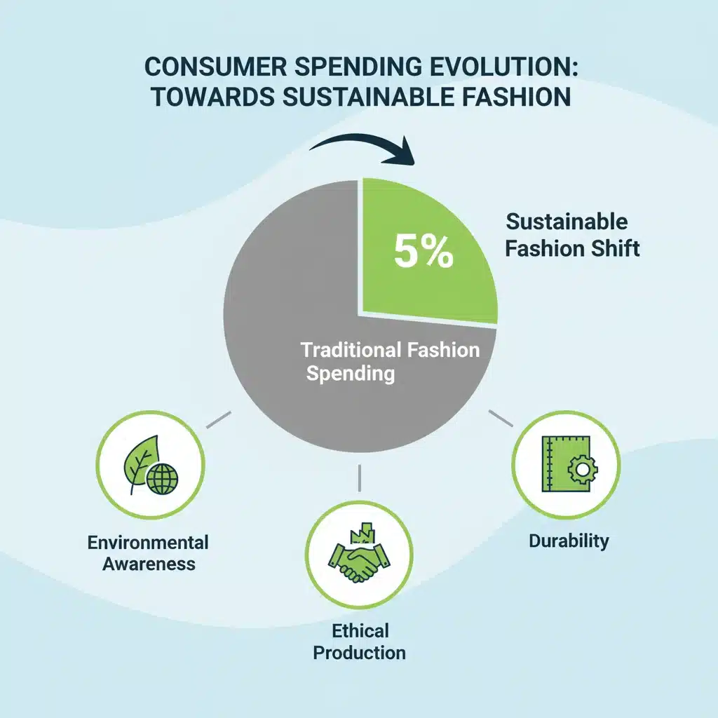 Infographic illustrating 5% consumer shift to sustainable fashion