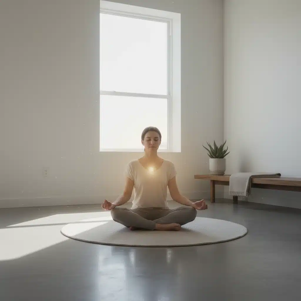 Person meditating in a sunlit room, promoting mental clarity for US morning productivity.