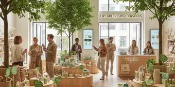 Modern retail store showcasing eco-friendly products and sustainable shopping experience
