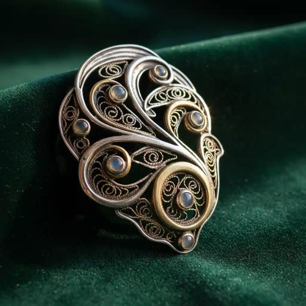 Close-up of an oversized sculptural statement earring on velvet